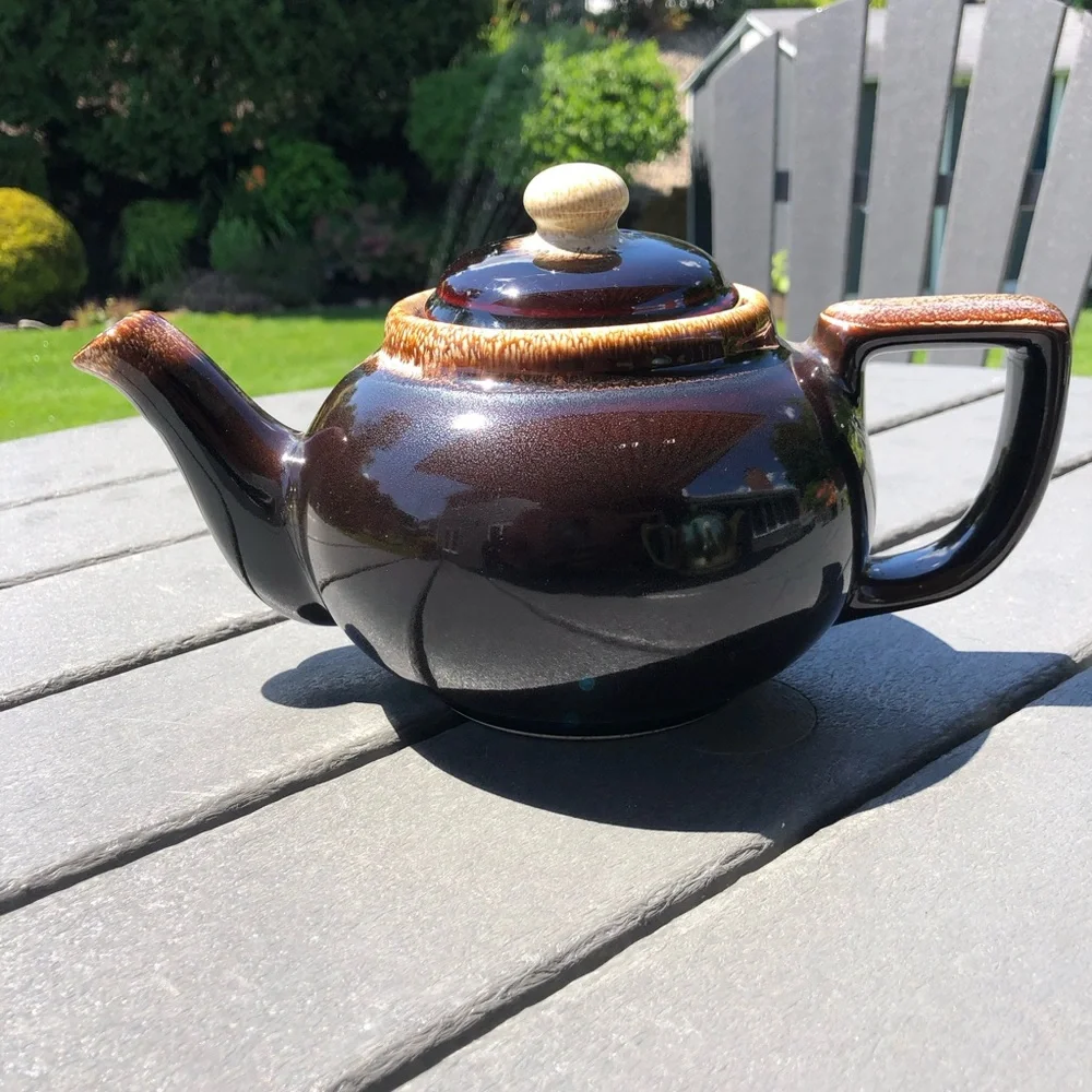 Vintage Pfaltzgraff brown drip glaze teapot MCM
